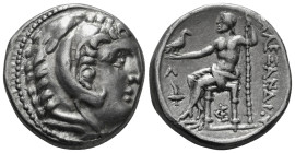 KINGS OF MACEDON. Alexander III 'the Great' (336-323 BC).Tetradrachm.
Obv: Head of Herakles right, wearing lion skin.
Rev: AΛΕΞΑΝΔΡΟY.
Zeus seated lef...