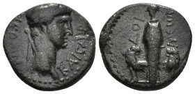 PHRYGIA. Docimeum. Claudius (41-54). Ae.
Obv: TI KΛΑΥΔΙΟC KΑΙCAP.
Laureate head right.
Rev: ΔOKI - MEΩN.
Kybele standing facing; lion to left and righ...