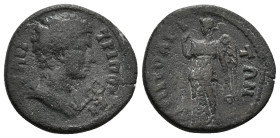 LYDIA. Tripolis. Pseudo-autonomous. Time of the Antonines (138-192). Ae.
Obv: TΡΙΠΟΛΕΙΤΩΝ.
Draped bust of Hermes; in field to right caduceus.
Rev: TΡΙ...