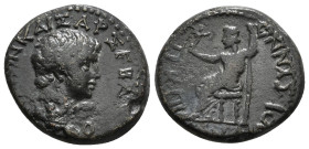Phrygia, Synnada AE Nero (54-68) Magistrate: Tiberius Claudius Piso philocaesar
Obv: ΝΕΡΩΝ ΚΑΙΣΑΡ ΣΕΒΑΣΤΟΣ; bare head of Nero, right
Rev: ΤΙ Κ ΠΙϹΩΝ Φ...