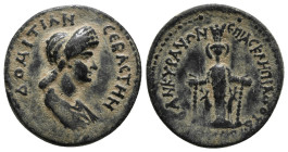 PHRYGIA. Ancyra. Domitia, Augusta, 82-96. Assarion Asklepiades, archon for the second time. ΔΟΜЄΤΙΑ ϹЄΒΑϹΤΗ Draped bust of Domitia to right. Rev. ЄΠΙ ...