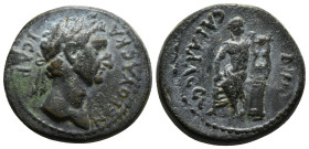 PISIDIA, Sagalassus. Trajan. AD 98-117. Æ Obv : Laureate head right. Rev : ϹΑΓΑΛΑϹϹΕωΝ, Apollo seated facing, hand resting on lyre set on a column. 13...