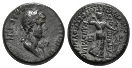 PHRYGIA. Acmonea. Poppaea (Augusta, 62-65). Ae. Lucius Servenius Capito, archon, with his wife Julia Severa.
Obv: ΠOΠΠAIA CEBACTH.
Draped bust right, ...