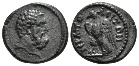 PHRYGIA. Hierapolis. Pseudo-autonomous (2nd century AD). Ae.
Obv: Bare head of Herakles right.
Rev: IЄPAΠOΛЄITΩN.
Eagle standing left with open wings....