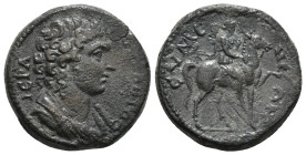 Phrygia. Eumeneia - Fulvia. Pseudo-autonomous issue AD 190-230. Æ
Obv : IEPA CVNKΛHTOC, draped bust right / EYMENEΩN, Amazon on horseback to right, ho...