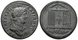 IONIA, Ephesus. Hadrian. AD 117-138. Æ Medallion. Laureate and cuirassed bust right, wearing aegis / Cult statue of Diana of Ephesus within ornate oct...