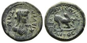 PHRYGIA. Cibyra. Pseudo-autonomous issue. Assarion Klau. Bias, high priest. Time of Domitian, 81-96. ΚΙΒΥΡΑΤΩΝ - [Ι-ΝΩ] Veiled and draped bust of Ino ...