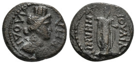 PHRYGIA. Laodicea ad Lycum. Pseudo-autonomous. Time of Nero (54-68). Ae. Julia Zenonis, magistrate.
Obv: ΛΑΟΔΙΚΗΑ.
Turreted bust of Tyche of Laodicea ...