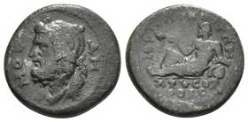 PHRYGIA. Hierapolis. Pseudo-autonomous (2nd-3rd centuries). Ae.
Obv: ΔΗΜΟС.
Bearded head of Demos left.
Rev: ΙƐΡΑΠΟΛƐΙΤΩΝ / ΧΡVСΟΡΟΑС.
River god Chrys...