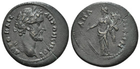 PHRYGIA. Apameia. Antoninus Pius (138-161). Ae.
Obv: ΑΥΤΟ ΚΑΙϹ ΑΝΤΩΝЄΙΝΟϹ.
Laureate head right.
Rev: ΑΠΑΜЄΩΝ.
Tyche standing left, holding rudder ...