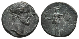LYCAONIA. Iconium. Antoninus Pius (138-161). Ae.
Obv: IMP C T A H ANTONINOC.
Laureate head right.
Rev: COL ICO.
Athena standing left, holding Nike ove...
