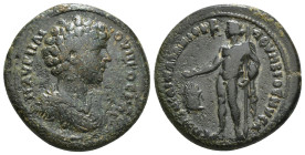 LYDIA, Nysa. Marcus Aurelius. As Caesar, AD 139-161. Æ Obv : Μ ΑΥΡΗΛΙ ΟΥΗΡΟϹ ΚΑΙ , bare-headed bust of Marcus Aurelius (lightly bearded - short beard)...