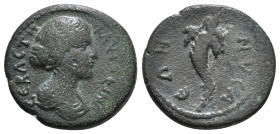LYDIA. Nysa. Faustina Junior, Augusta, 147-175. Assarion. ΦΑΥСΤЄΙΝΑ СЄΒΑСΤΗ Draped bust of Faustina Junior to right. Rev. ΝYСΑЄΩΝ Cornucopiae containi...