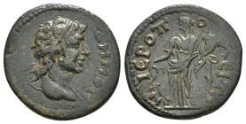 Phrygia. Hierapolis. Pseudo-autonomous issue AD 200-260.
Bronze Æ Obv : ΔHMOC, laureate head of the Demos to right / IЄPO-ΠΟΛEI/TΩN, Tyche standing fr...
