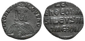 LEO VI the WISE (886-912). Follis. Constantinople.
Obv: + LEON bASILEVS ROM.
Crowned facing bust, holding akakia.
Rev: + LEOn/En ΘΕΟ bA/SILEVS R/OMEOn...