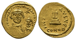 HERACLIUS with HERACLIUS CONSTANTINE (610-641). GOLD Solidus. Constantinople.
Obv: δδ NN ҺЄRACLIЧS ЄT ҺЄRA CONST P P AV.
Crowned and draped facing bus...
