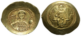 MICHAEL VII DUCAS (1071-1078). GOLD Histamenon Nomisma. Constantinople.
Obv: + MIXAHΛ BACIΛ O Δ.
Facing bust of Michael, holding labarum and globus cr...