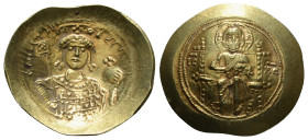 MICHAEL VII DUCAS (1071-1078). GOLD Histamenon Nomisma. Constantinople.
Obv: + MIXAHΛ BACIΛ O Δ.
Facing bust of Michael, holding labarum and globus cr...