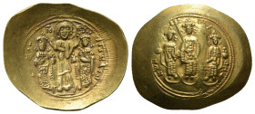 ROMANUS IV DIOGENES with EUDOCIA, MICHAEL VII, CONSTANTIUS and ANDRONICUS (1068-1071). GOLD Histamenon Nomisma. Constantinople.
Obv: KωN MX ANΔ.
Micha...