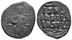 ANONYMOUS FOLLES. Class D. Time of Constantine IX (Circa 1042-1055). Follis. Constantinople.
Obv: IC - XC.
Christ, nimbate, seated facing on throne, h...