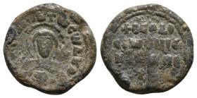 Byzantine Seal
Theodosios, bishop ca. XI/XII cent.
Bust of the Mother of God orans, the medallion of Christ before her.
[Θεοτόκε] [βοήθει] τῷ σῷ δο...