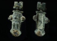 Bronze pendant of a bearded man's face (Silenos?)
27,28 g - H 62 mm