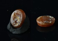 Roman Intaglio Gemstone with Minerva. 2nd-3rd century AD
0,61 g - 11,61 mm