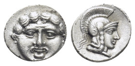 PISIDIA.Selge.Circa 350-300 BC.AR obol. (10mm, 0.74 g) head of Gorgoneion/head of Athena