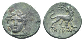 IONIA. Miletos. (circa 350-190 BC) AE Bronze (10mm, 0.72 g) Obv: Laureate and draped bust of Apollo facing slightly left Rev: Lion standing right, hea...