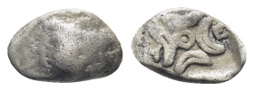 ATTICA, Athens. Circa 400/390-353 BC. AR Obol(?) (9mm, 0.58 g). Helmeted head of Athena right, with profile eye and regular palmette / Four crescents ...