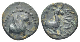 CARIA. Bargylia. 2nd-1st centuries BC. AE (14mm, 1.98 g). Forepart of Pegasos to right. Rev. BAPΓΥΛΙ/ΗΤΩΝ Forepart of a stag to right.