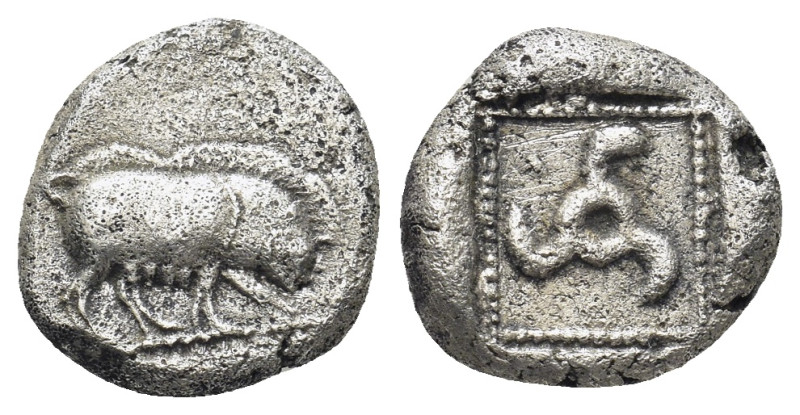 LYCIA, Dynasts of. Kuprilli. Circa 470-440 BC. (2.69 Gr. 12mm.).
Wild boar stand...