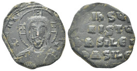 Anonymous Folles. Time of Basil II & Constantine VIII, circa 976-1025. (5.29 Gr. 21mm.)
Class A2. Constantinople. 
Facing bust of Christ Pantokrator; ...
