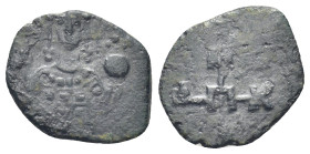 Manuel I Comnenus (1143-1180). Half-Tetarteron. (14mm, 1.44 g) Uncertain Greek mint, 1143-1152. Monogram: M[anue]Λ Δ[espotes] K[omnenos] Π[orphyrogeni...