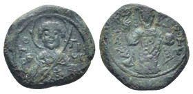 Alexius III Angelus-Comnenus. 1195-1203. Æ Tetarteron (14mm, 2,34 g). Thessalonica mint. Struck 1195-1197(?). Half-length facing bust of St. George in...