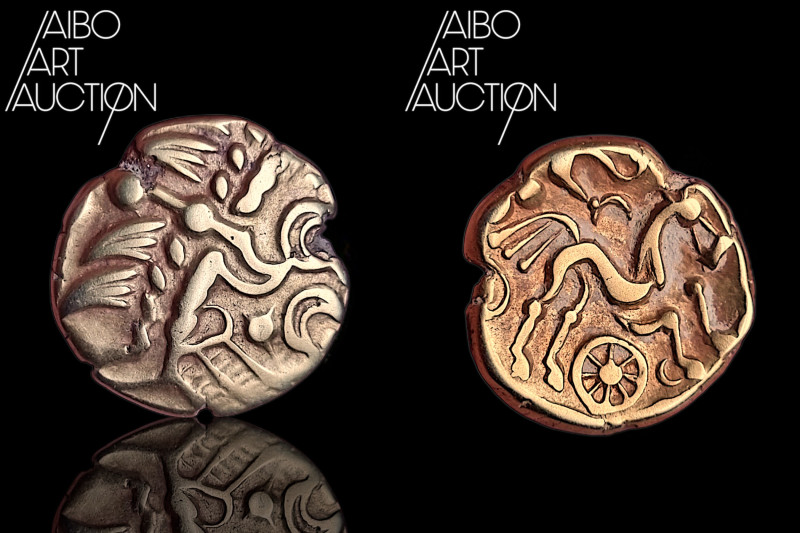 Gallic Gold Coin - Suessions - Stater at anchor 65-35 BC

Profile to the right...