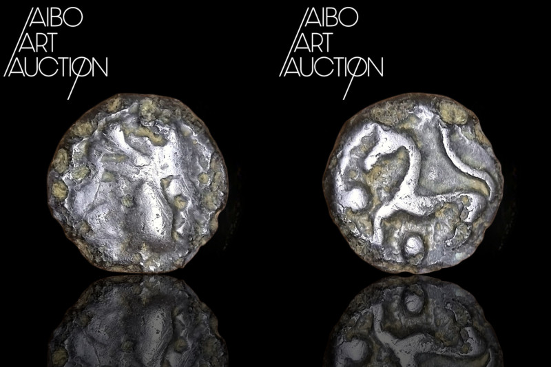 Gallic coinage Potin - Sénons - Potin with "Indian" head c. 52 BC

Stylized he...