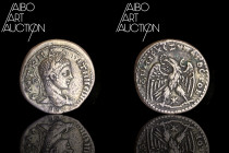 Roman coin Billon - Provincial, Seleucia and Pieria - Elagabal Tetradrachm Antioch 219

Laureate head right, slightly draped. Rev: Eagle standing fa...
