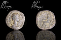 Roman coin Bronze - Empire - Orbiane Sesterce Rome 225

SALL BARBIA ORBIANA AVG Draped and diademed bust to the right. Rev: CONCORDIA AVGVSTORVM // ...