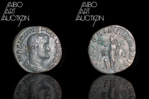 Roman coin Bronze - Empire - Maximin I Sesterce Rome 237-238

MAXIMINVS PIVS AVG GERM Laureate, draped and armored bust on the right. Rev: VICTORIA ...