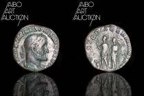 Roman coin Bronze - Empire - Maximin I Sesterce Rome 236-237

MAXIMINVS PIVS AVG GERM Laureate, draped and armored bust on the right. Rev: VICTORIA ...