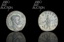 Roman coin Bronze - Empire - Gordian III Sesterce Rome 239

IMP CAES M ANT GORDIANVS AVG Laureate, draped and armored bust to the right. Rev: P M TR...