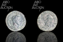 Roman coin Bronze - Empire - Gordian III Sesterce Rome 241-244

IMP GORDIANVS PIVS FEL AVG Laureate, draped and armored bust on the right. Rev: P M ...