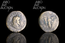 Roman Coin Bronze - Empire - Postumum Double sestertius Trier 261

IMP C POSTVMVS P F AVG Laureate, draped and armored bust on the right. Rev: FIDES...