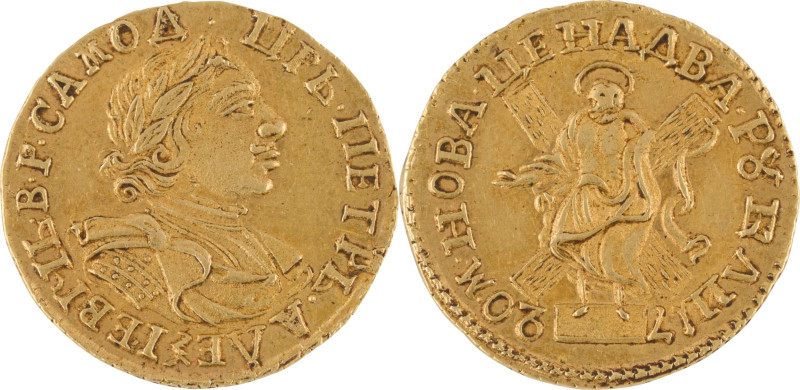19. Pierre Le Grand (1689-1725)
2 roubles en or 1720.
D : 20,8 mm - Poids : 4 g
...