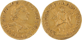 19. Pierre Le Grand (1689-1725)
2 roubles en or 1720.
D : 20,8 mm - Poids : 4 g
Fr : 91. KM : 1582
Superbe.