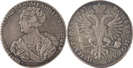 28. Catherine Ire (1725-1727)
Rouble 1725 Saint-Pétersbourg.
Dav : 1664.
TTB.