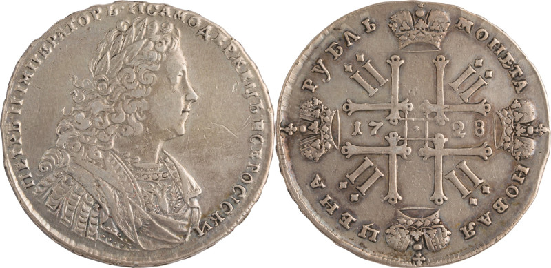 34. Pierre II (1727-1730)
Rouble 1728.
Dav : 1668.
TB-TTB.