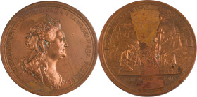 59. Catherine II (1762-1796)
 Médaille en bronze sur le transfert des chrétiens de
Crimée.
D : 65,5 mm
Dia : 178.1.
 TTB. (Différence de couleur et de...