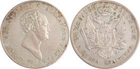 109. Alexandre Ier (1801-1825), Russie pour la Pologne.
10 zlotych 1823.
KM : C101.2.
TTB.